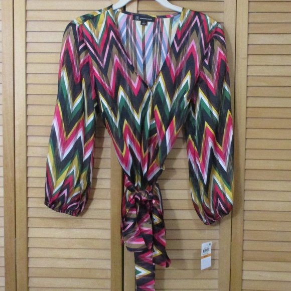 Inc International Concepts Chevron Faux Wrap Top S - Picture 5 of 9